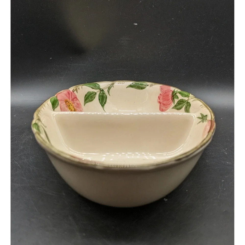 Franciscan Desert Rose Divided Vegetable Bowl Oval Pink Floral Earthenware USA